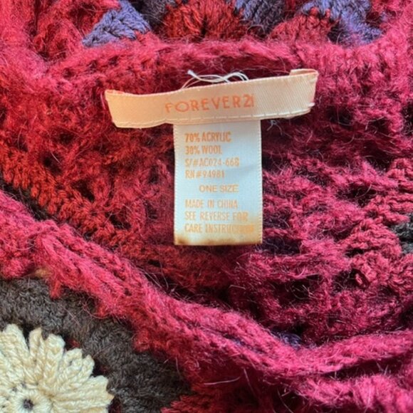 Forever 21 ~ Beautiful Yarn Knitted ~ Poncho - Picture 7 of 8